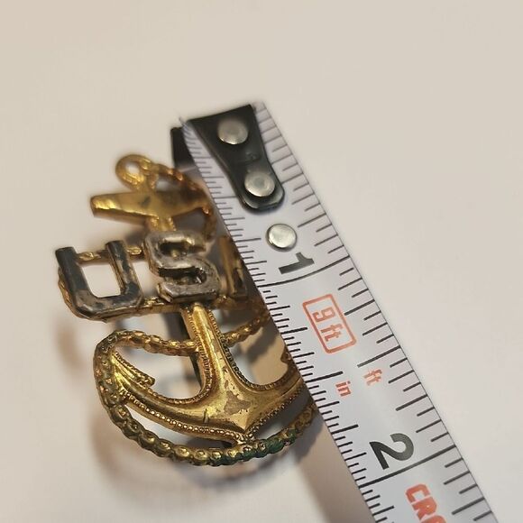 Gold and Silver USN Anchor Pin Brooch United States Navy Vintage - Picture 2 of 5